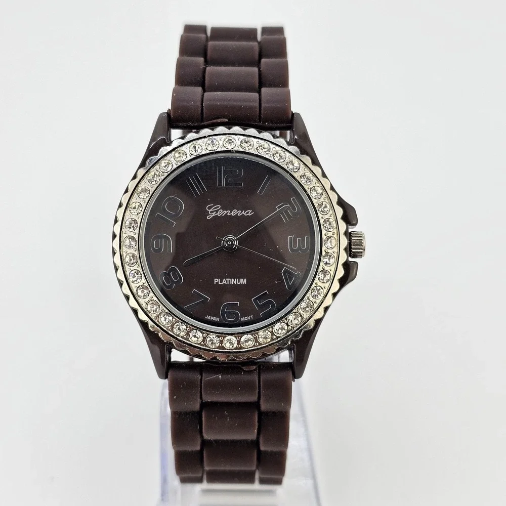 38MM Women's Watch Dark Brown‎ Dial Dark Brown Plastic Bands NEW Battery